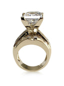 Cubic Zirconia princess cut 6 carat Engagement ring with channel set wide shank