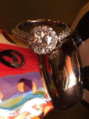 1.25 Round Cubic Zirconia Halo Style 14k White Gold Engagement Ring