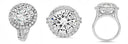 12 Carat Round High Quality Cubic Zirconia Center Halo Pave Style Engagement Ring 14k White Gold