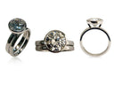 Round Brilliant 3.5 Carat Cubic Zirconia Ring in Bezel with matching Band 14k white gold