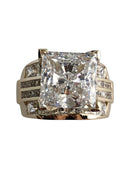 Cubic Zirconia princess cut 6 carat Engagement ring with channel set wide shank