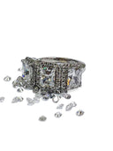 Radiant Cut Cubic Zirconia 3 Stone Anniversary Ring With Pave Halos 14K White gold