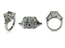 9 CARAT PRINCESS CUT CUBIC ZIRCONIA 3 STONE RING 14K WHITE GOLD