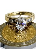 Oval 2 Carat Cubic Zirconia Engagement ring with Channel Sides 14K