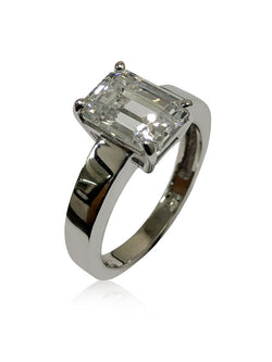 3 carat emerald cut 9 by 7 cubic zirconia Solitaire ring