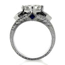 1.5 Carat Princess Cubic Zirconia Kite Positioned Center Hand Engraved Shank 14k W Gold