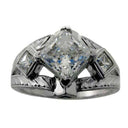 1.5 Carat Princess Cubic Zirconia Kite Positioned Center Hand Engraved Shank 14k W Gold