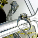 1.5 Carat Princess Cubic Zirconia Kite Positioned Center Hand Engraved Shank 14k W Gold