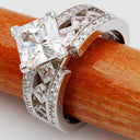 1.5 High Quality Princess Cubic Zirconia Engagement Ring Kite Set 14k White Gold