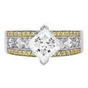 Diamond Quality Cubic Zirconia Princess Engagement Ring Canary Pave 14K White Gold