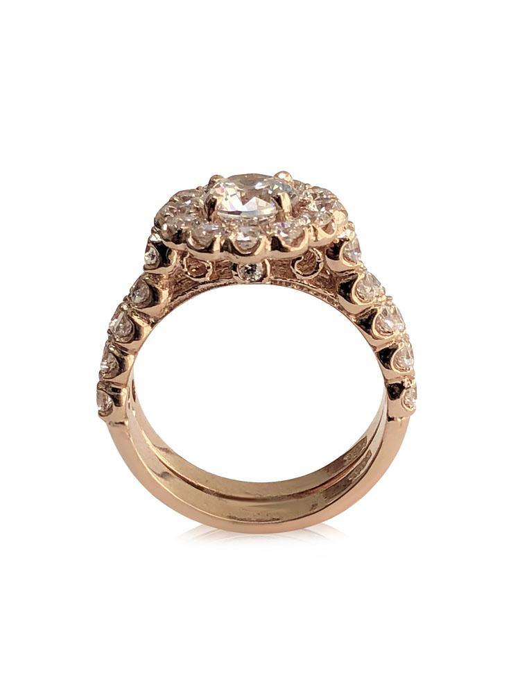 Highest Quality CZ Engagement ring with band Rose Gold