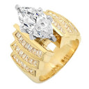 High Quality Marquise 4 Carat Cubic Zirconia Channel Baguettes 14K Yellow Gold Ring