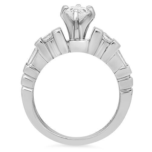 High Quality Marquise Cubic Zirconia .75 Engagement Ring 14K White Gold