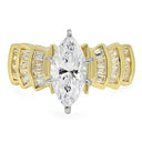3 Carat Marquise Cubic Zirconia Channel Set Baguettes 14K Yellow Gold 9mm Wide
