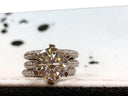 Round 4 carat cz high set engagement ring with double micro pave set bands