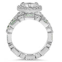 Art Deco Style 2 Carat Heart Shape Cubic Zirconia Engagement ring with Eternity Band 14K W Gold