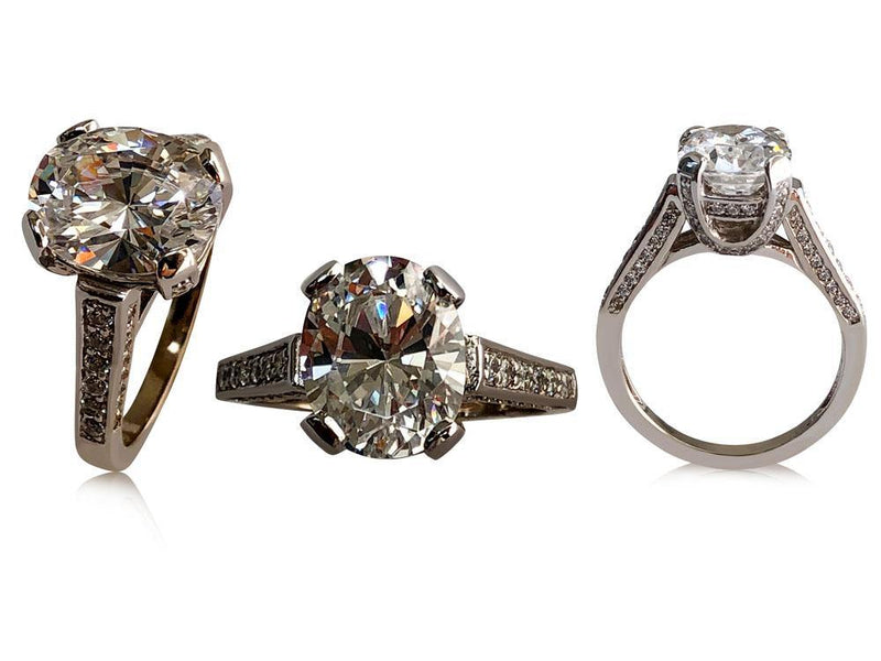 White Opal Ring for Women Rose Gold Ring Oval Opal Engagement Ring Ste –  FGEM RING