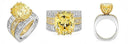 Canary Oval Cubic Zirconia 5 Carat Two Tone Gold Engagement Ring Double Bands Euro Shank