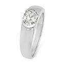 High Quality 2 carat Oval Cubic Zirconia  Solitaire East West Solid 14K White Gold