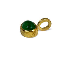 Natural Emerald oval Cabochon Pendant Hand made 14 K Yellow Gold