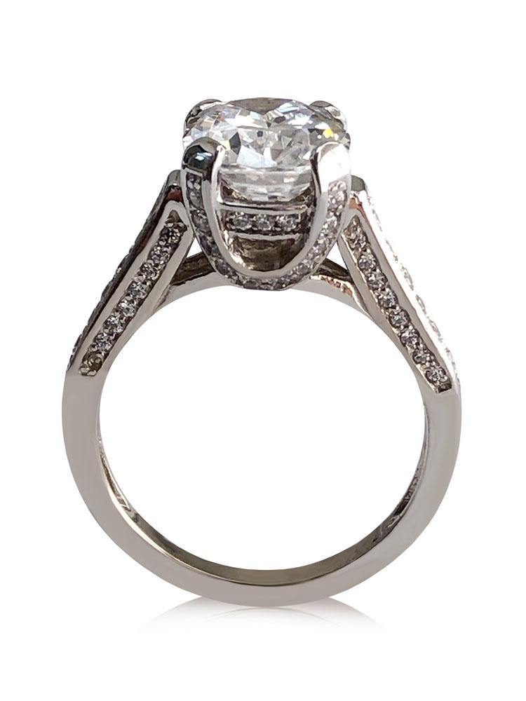 3.5 Carat Oval CZ Engagement Ring with pave set small side stones