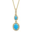 Turquoise in Halo Drop Pendant in 14K Yellow Gold
