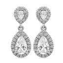 Pear Shape Cubic Zirconia Drop Earring in 14K White Gold