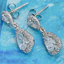 Pear Shape Cubic Zirconia Drop Earring in 14K White Gold