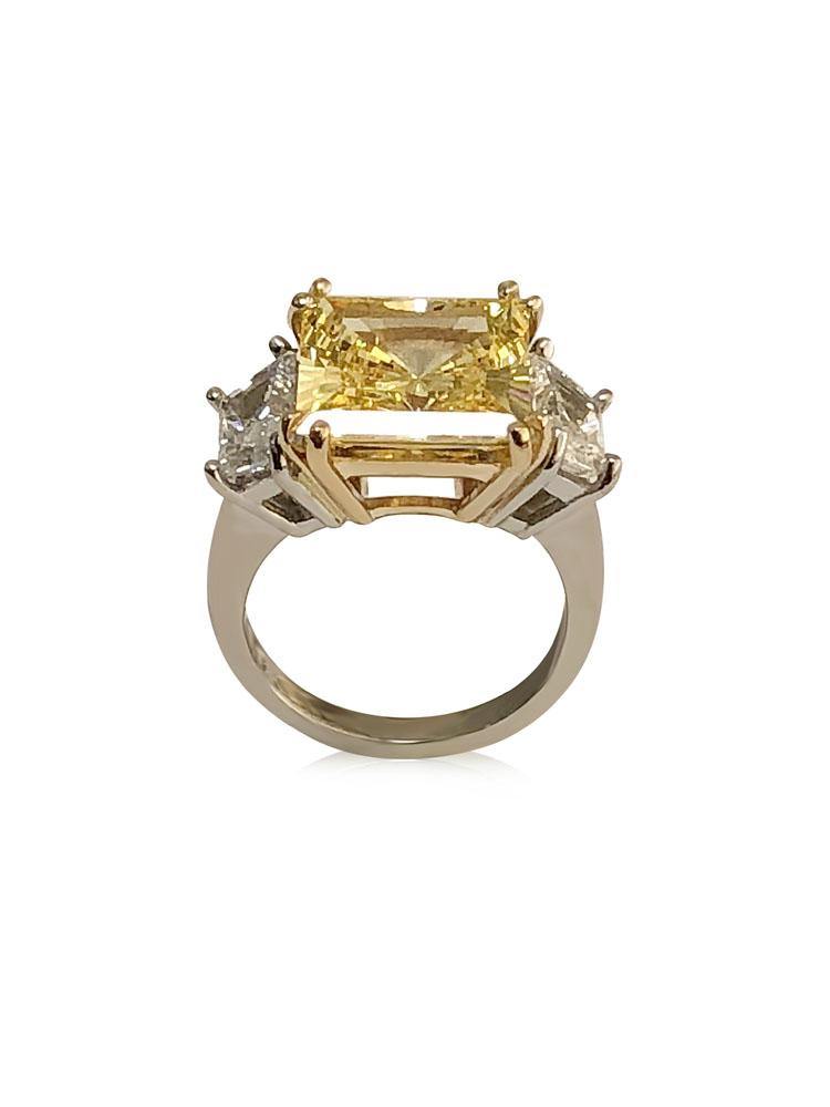 6-ct Canary Princess | Trapezoids CZ 3-Stone | Chic Jewelry