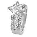 1.5 High Quality Princess Cubic Zirconia Engagement Ring Kite Set 14k White Gold