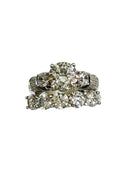 Round Cubic Zirconia 2 carat Engagement ring with band 14K White Gold