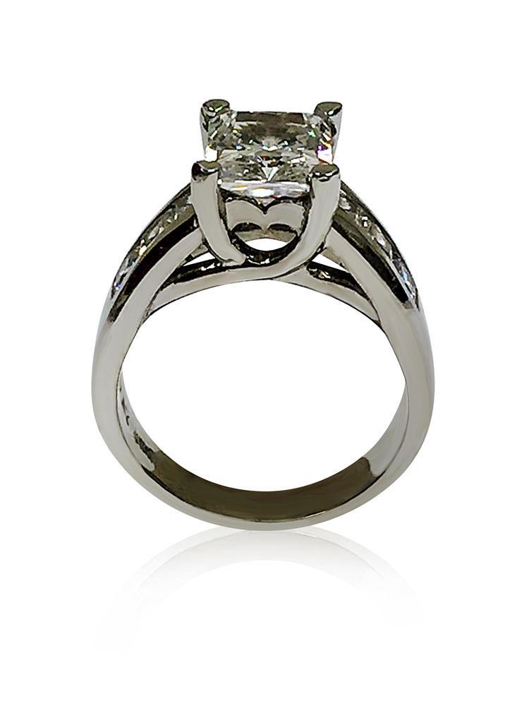 3 Carat AAA Highest Quality Radiant Cut Cubic Zirconia Engagement Ring 14K White gold