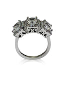 Radiant Cut Cubic Zirconia 3 Stone Anniversary Ring With Pave Halos 14K White gold