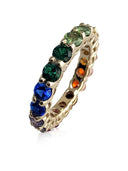 Rainbow colored Cubic Zirconia Eternity Wedding Band 14k