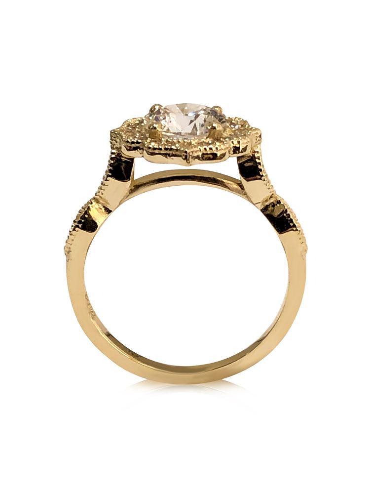 Highest Quality Cubic Zirconia Engagement ring Edwardian Style 14K