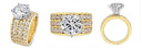 High Quality 4 Carat Round Cubic Zirconia Engagement Ring Channeled Sides 14k Yellow Gold