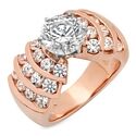 2 Carat Round Highest Quality Cubic Zirconia Rose Gold Engagement Ring
