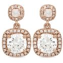 Earrings with Cushion Cut 2.5 Carat Cubic Zirconia Rose Gold