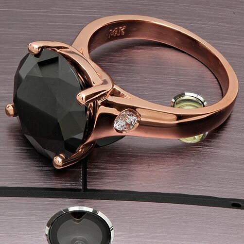 Rose Gold Solitaire Ring Black Stone