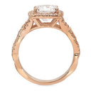 Highest Quality 2.5 Carat Cushion Rounded Corners Halo Rose Gold Engagement Ring