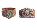 Round Center Stone CZ Rose Gold Engagement Ring and Double Bands