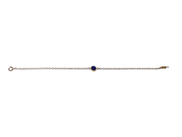 Lapis Lazuli Cabochon cut Bezel Rose Gold Handmade Bracelet 14K