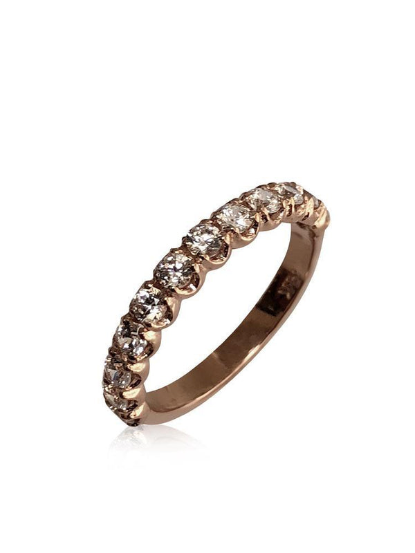 Rose gold  14 K wedding band with cubic zirconia