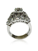 Round Cubic Zirconia 2 carat Engagement ring with band 14K White Gold