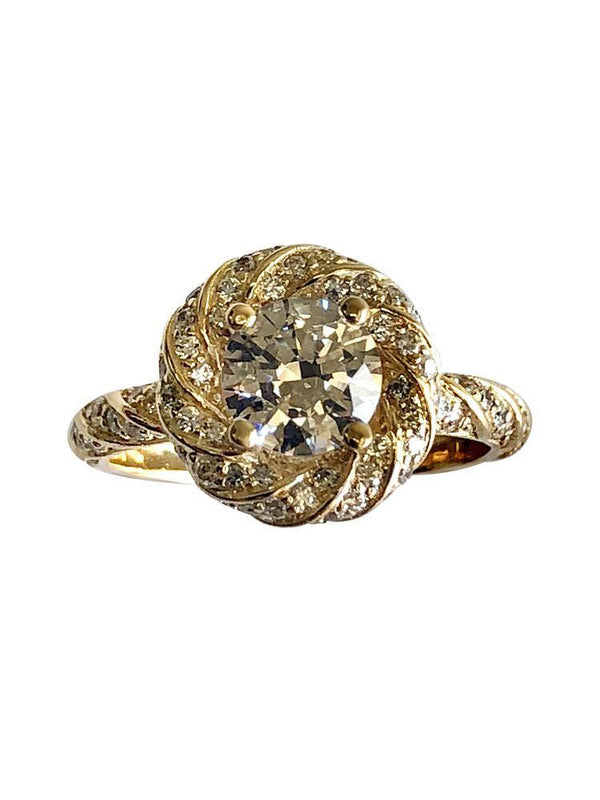 1 Carat Cubic Zirconia 14K Yellow Gold Engagement Ring