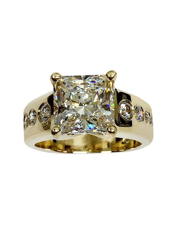 3 Carat Princess Highest Quality Cubic Zirconia 14K Gold Engagement Ring