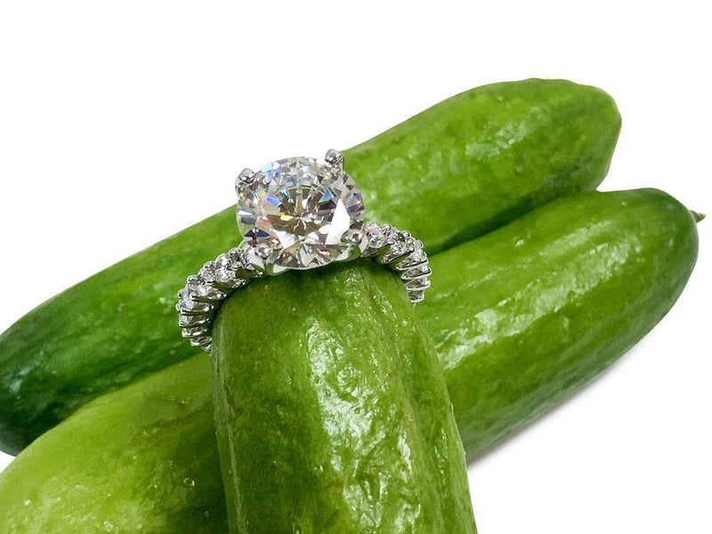 5 Carat AAA High Quality Round Cubic Zirconia Tulip Prongs Engagement Ring in Platinum