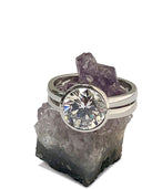 Round Brilliant 3.5 Carat Cubic Zirconia Ring in Bezel with matching Band 14k white gold