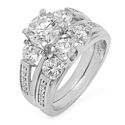 High Quality Cubic Zirconia 1.25 Round Center Engagement Ring with Band 14K White Gold