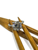 Round Cubic Zirconia 3 Carat Engagement Ring Micro Pave Band